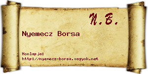 Nyemecz Borsa névjegykártya
